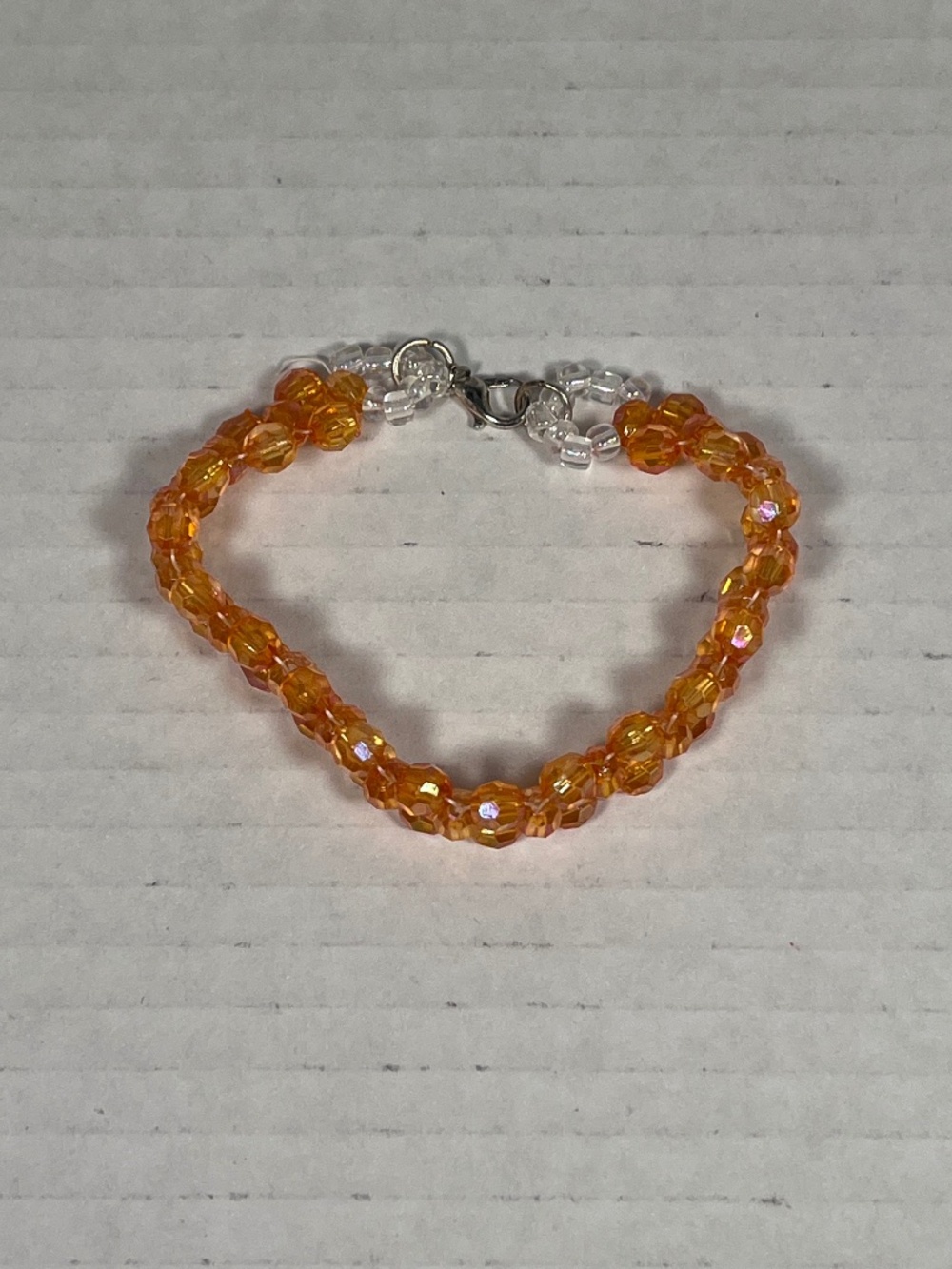 Orange Cross Weave Acrylic Bead Bracelet ~7.50 inches